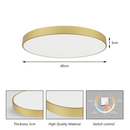 Brilagi - LED griestu lampa POOL LED/100W/230V 3000/4000/6000K Ø 80 cm zelta krāsā