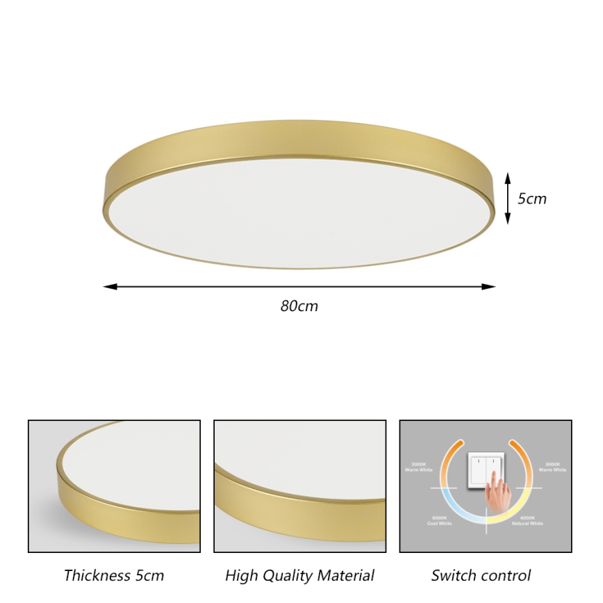 Brilagi - LED griestu lampa POOL LED/100W/230V 3000/4000/6000K Ø 80 cm zelta krāsā