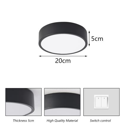 Brilagi - LED griestu lampa POOL LED/18W/230V 3000/4500/6000K pr. 20 cm melna