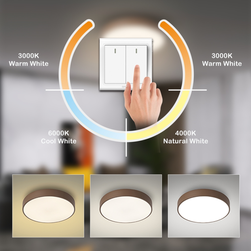 Brilagi - LED griestu lampa POOL LED/36W/230V 3000/4000/6000K Ø 30 cm brūna
