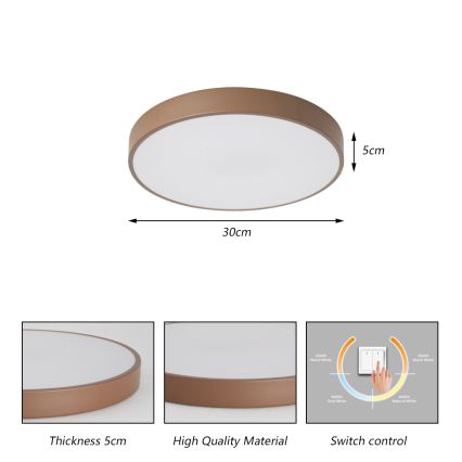 Brilagi - LED griestu lampa POOL LED/36W/230V 3000/4000/6000K Ø 30 cm brūna