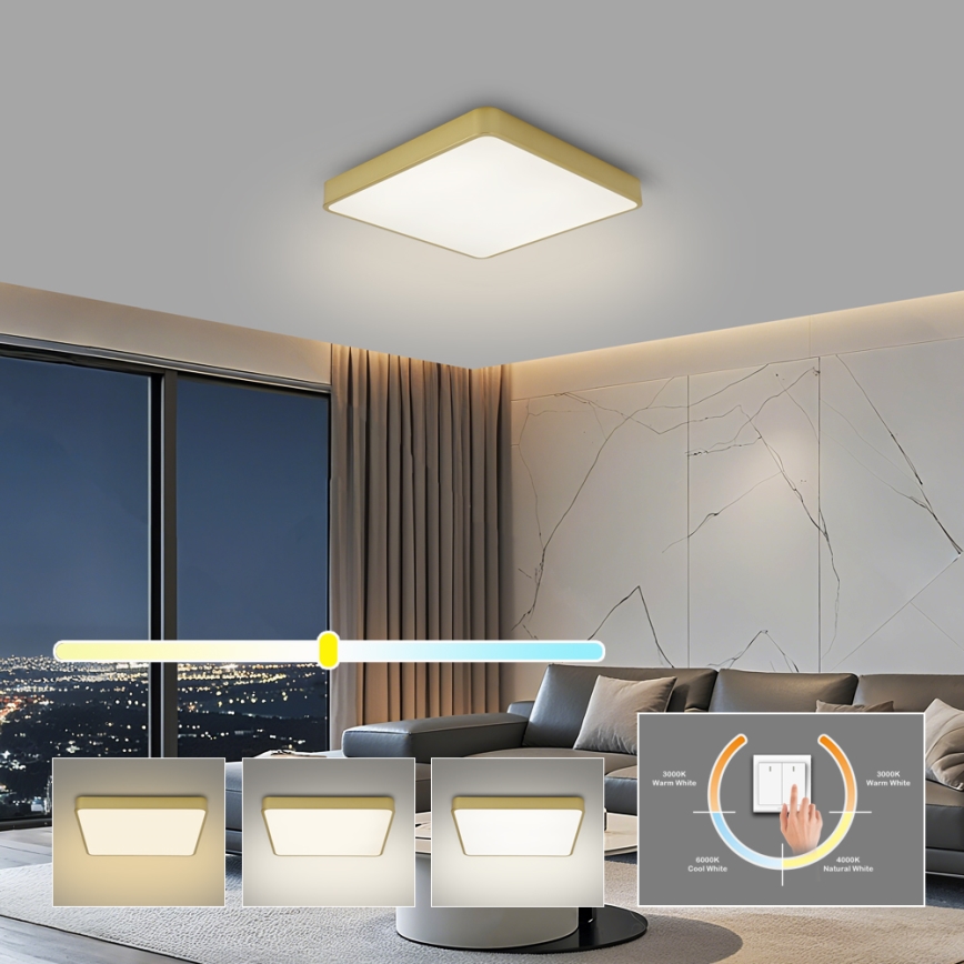 Brilagi - LED griestu lampa POOL LED/36W/230V 3000/4000/6000K 40x40 cm zelta krāsā