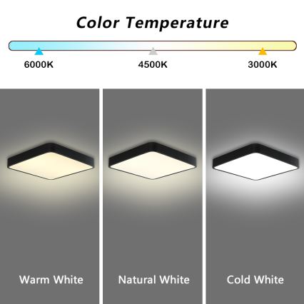 Brilagi - LED Griestu lampa  POOL LED/36W/230V 3000/4500/6000K 40x40 cm melna