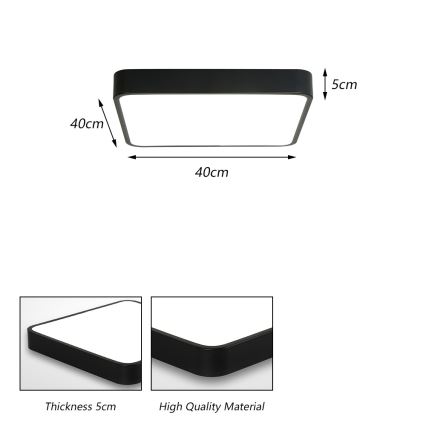 Brilagi - LED Griestu lampa  POOL LED/36W/230V 3000/4500/6000K 40x40 cm melna
