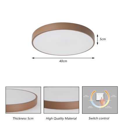 Brilagi - LED griestu gaismeklis POOL LED/48W/230V 3000/4000/6000K Ø 40 cm brūns