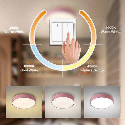 Brilagi - LED griestu gaismeklis POOL LED/48W/230V 3000/4000/6000K Ø 40 cm rozā