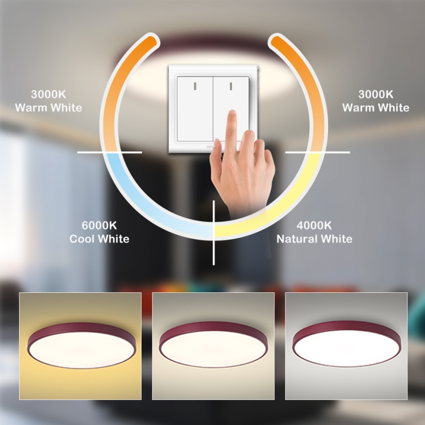 Brilagi - LED griestu gaismeklis POOL LED/60W/230V 3000/4000/6000K Ø 60 cm burgunds