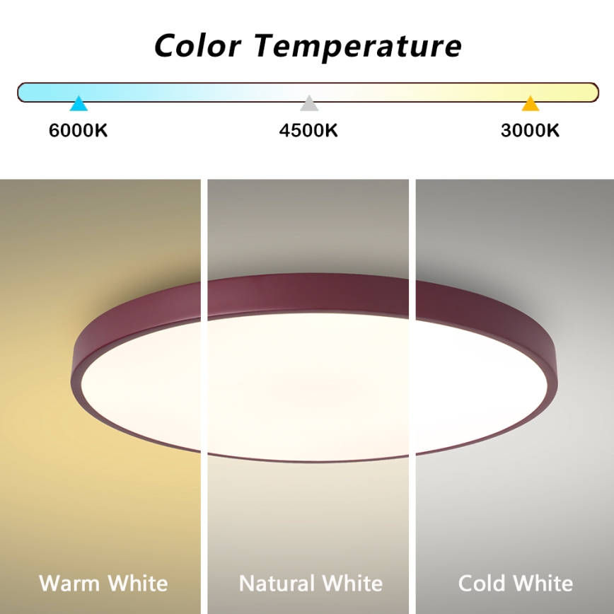 Brilagi - LED griestu gaismeklis POOL LED/60W/230V 3000/4000/6000K Ø 60 cm burgunds