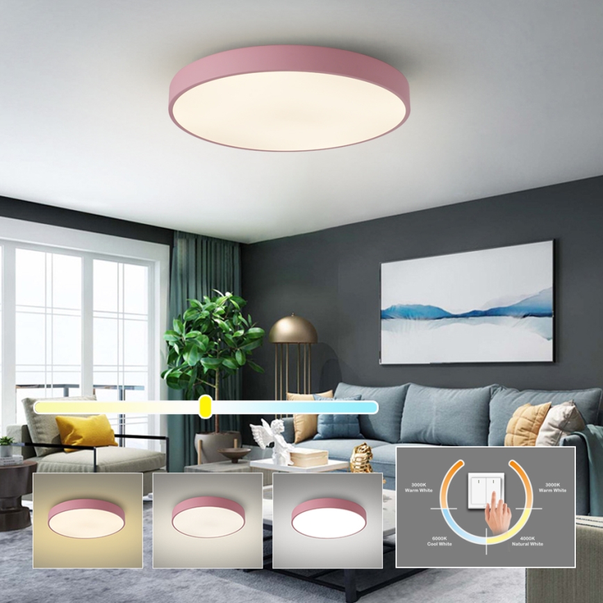 Brilagi - LED griestu lukturis POOL, 60 W, 230 V, 3000/4000/6000 K, Ø 60 cm, rozā