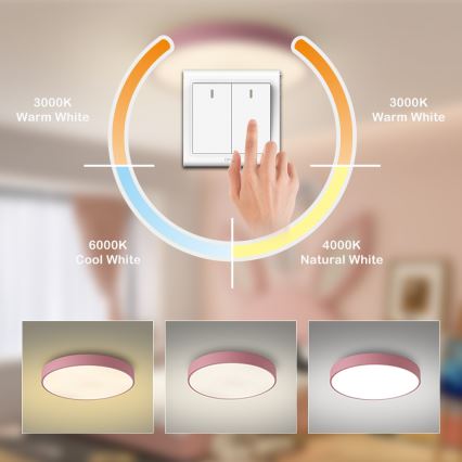 Brilagi - LED griestu lukturis POOL, 60 W, 230 V, 3000/4000/6000 K, Ø 60 cm, rozā