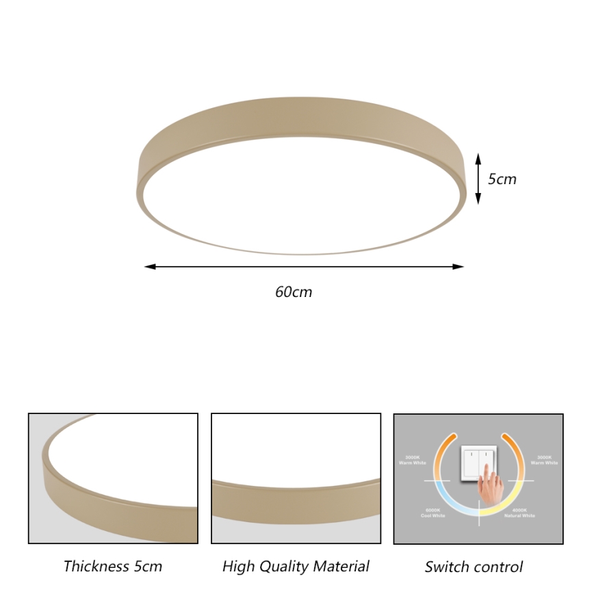 Brilagi - LED griestu gaismeklis POOL LED/60W/230V 3000/4000/6000K Ø 60 cm bēšs
