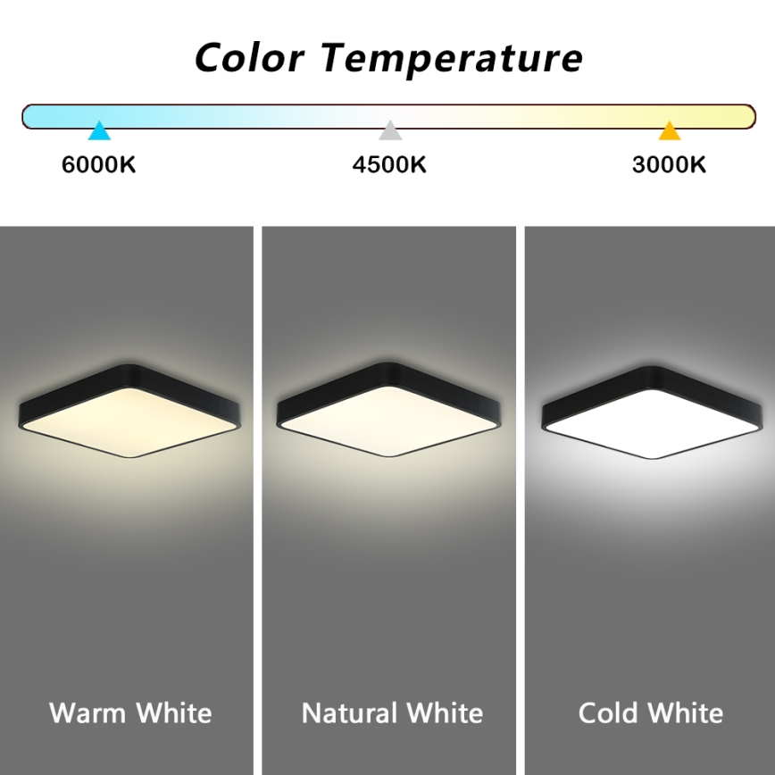 Brilagi - LED griestu lampa POOL SQUARE LED/36W/230V 3000/4500/6000K 40x40 cm melna