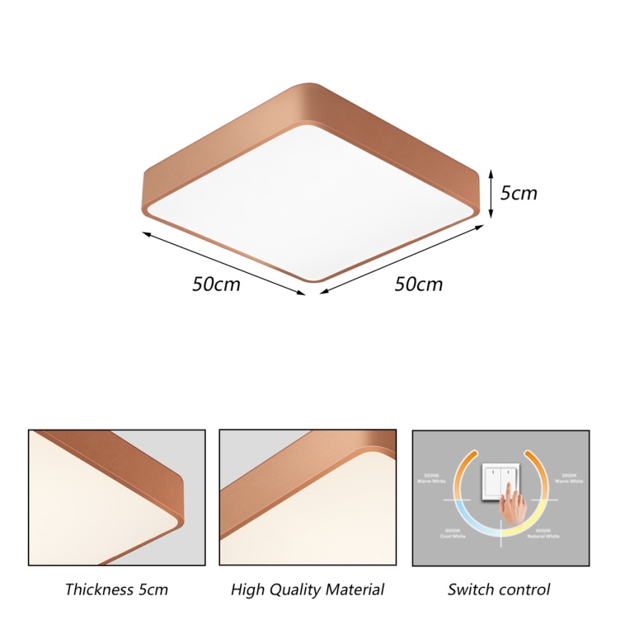 BRILAGI - LED griestu gaismeklis POOL SQUARE LED/48W/230V 3000/4000/6000K 50x50 cm bronzas krāsā