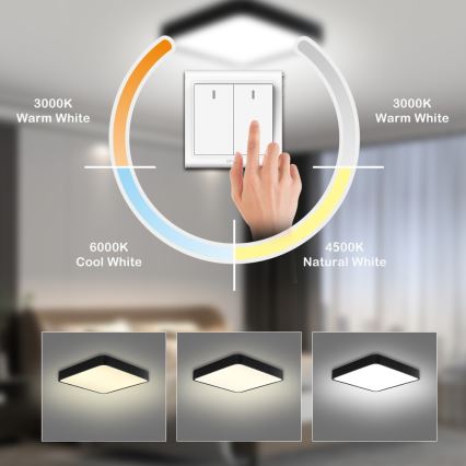 Brilagi - LED griestu lampa POOL SQUARE LED/48W/230V 3000/4500/6000K 50x50 cm melna