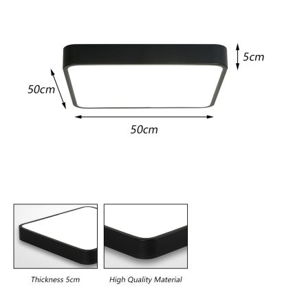 Brilagi - LED griestu gaismeklis POOL SQUARE LED/48W/230V 3000/4500/6000K 50x50 cm melna