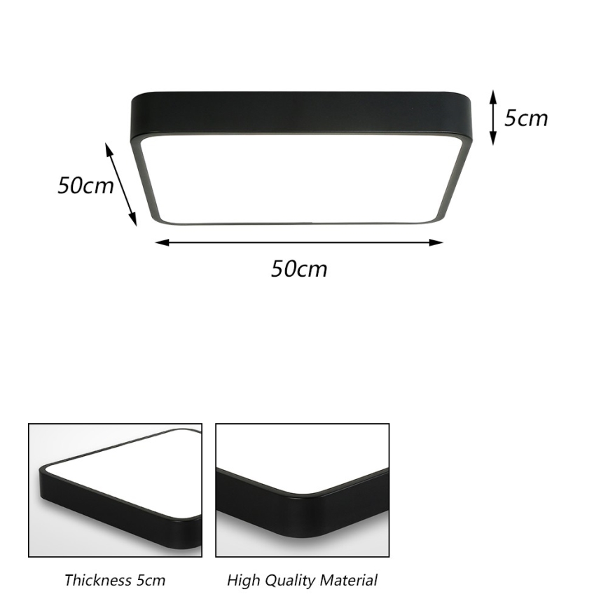 Brilagi - LED griestu gaismeklis POOL SQUARE LED/48W/230V 3000/4500/6000K 50x50 cm melna