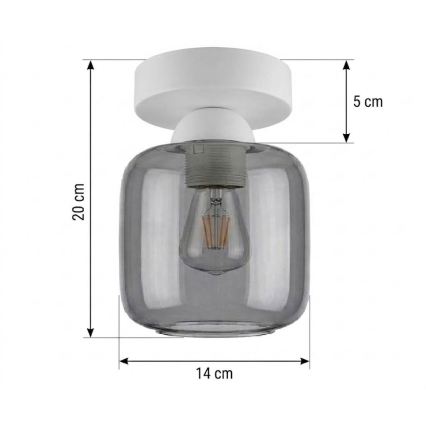 BRILAGI - LED griestu lampa RETRO GLASS 1xE27/60W/230V Ø 14 cm balta/dūmu pelēka