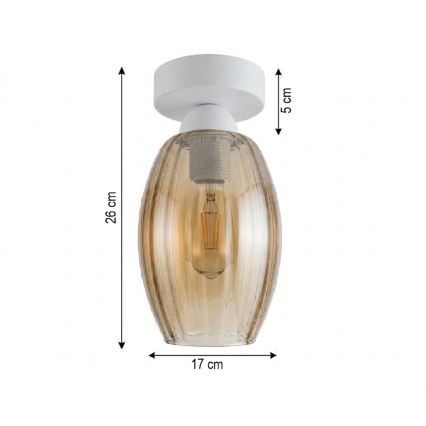 BRILAGI - LED griestu lampa RETRO GLASS 1xE27/60W/230V Ø 17 cm balta/dūmaina bēša