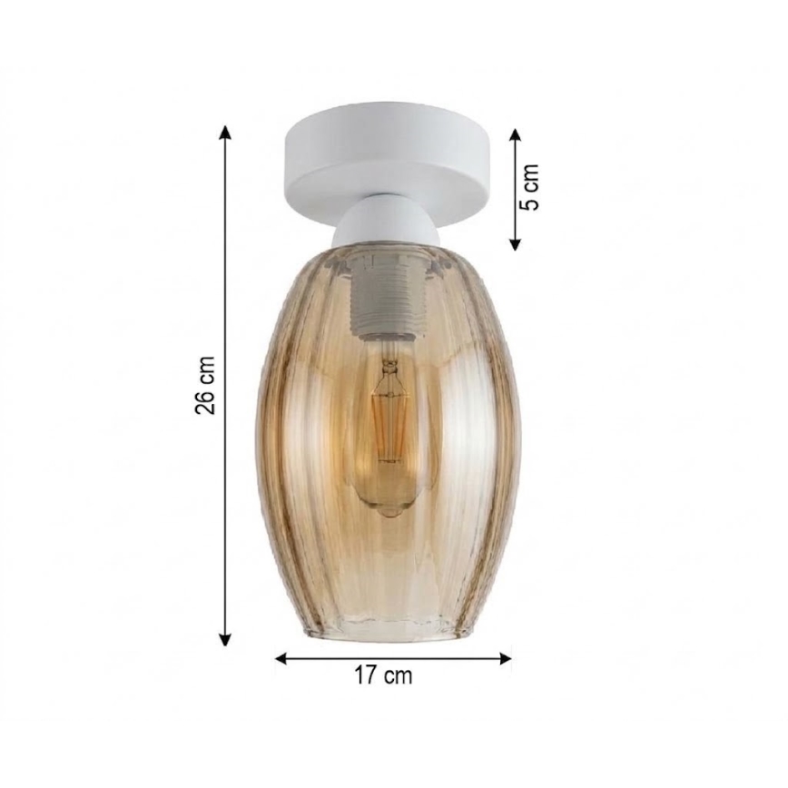 BRILAGI - LED griestu lampa RETRO GLASS 1xE27/60W/230V Ø 17 cm balta/dūmaina bēša