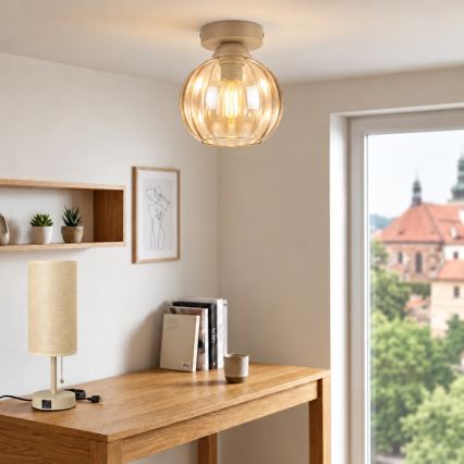 BRILAGI - LED griestu lampa RETRO GLASS 1xE27/60W/230V Ø 18 cm bēša/dūmaina bēša