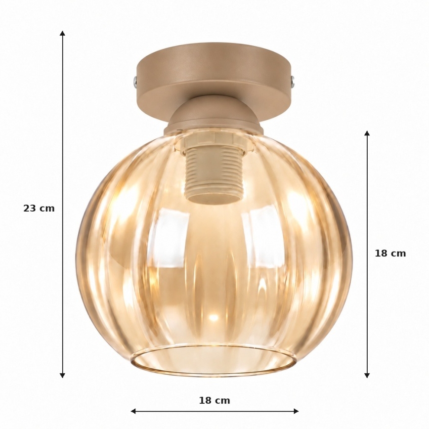 BRILAGI - LED griestu lampa RETRO GLASS 1xE27/60W/230V Ø 18 cm bēša/dūmaina bēša