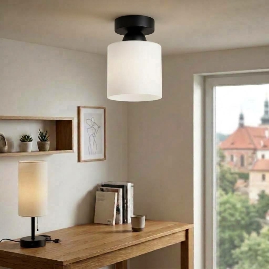 BRILAGI - LED griestu lampa RETRO GLASS 1xE27/60W/230V diametrs 10 cm melna/balta