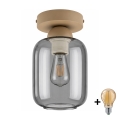 BRILAGI - LED griestu lampa RETRO GLASS 1xE27/60W/230V Ø 14 cm bēša/dūmaina pelēka