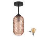 BRILAGI - LED griestu lampa RETRO GLASS 1xE27/60W/230V Ø 14 cm melna/dūmakaina brūna