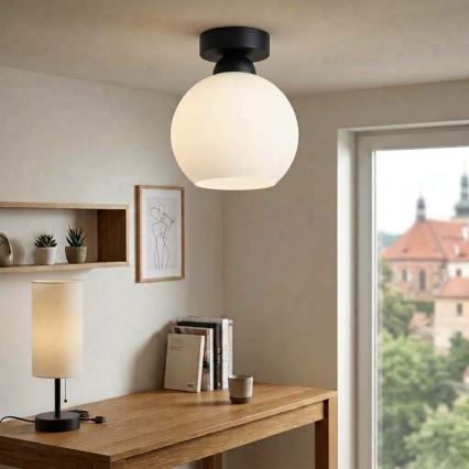 BRILAGI - LED griestu lampa RETRO GLASS 1xE27/60W/230V Ø 15 cm melna/balta