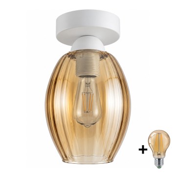 BRILAGI - LED griestu lampa RETRO GLASS 1xE27/60W/230V Ø 17 cm balta/dūmaina bēša