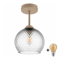 BRILAGI - LED Griestu lampa RETRO GLASS 1xE27/60W/230V Ø 18 cm bēša/dūmakaini pelēka
