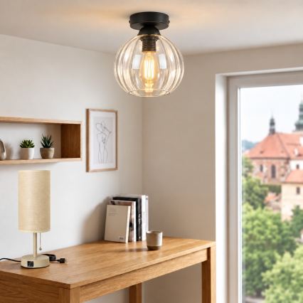 BRILAGI - LED griestu lampa RETRO GLASS 1xE27/60W/230V Ø 18 cm melna/caurspīdīga