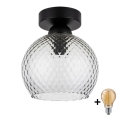 BRILAGI - LED griestu lampa RETRO GLASS 1xE27/60W/230V Ø 18 cm melna/dūmota pelēka