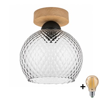 BRILAGI - LED griestu lampa RETRO GLASS 1xE27/60W/230V Ø 18 cm ozola/dūmakaini pelēka