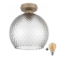 BRILAGI - LED griestu lampa RETRO GLASS 1xE27/60W/230V Ø 25 cm bēša/dūmakaina pelēka