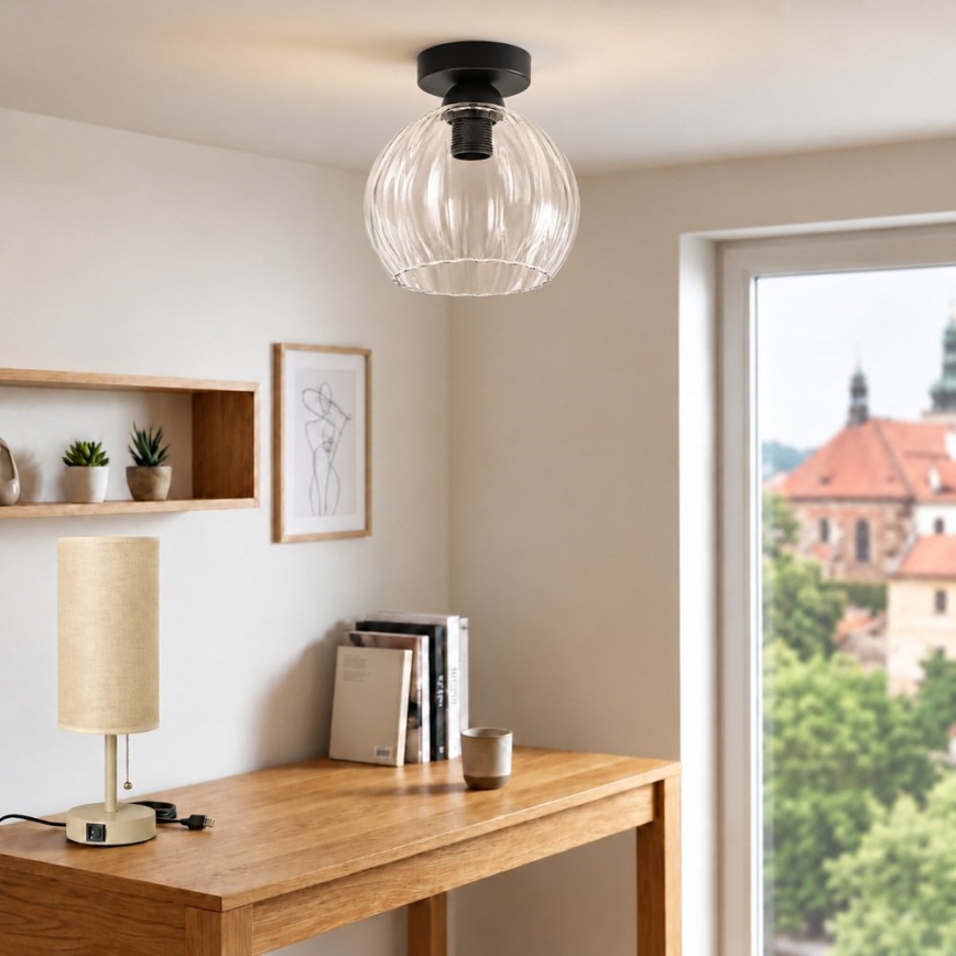 BRILAGI - LED griestu lampa RETRO GLASS 1xE27/60W/230V Ø 25 cm melna/caurspīdīga