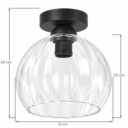 BRILAGI - LED griestu lampa RETRO GLASS 1xE27/60W/230V Ø 25 cm melna/caurspīdīga