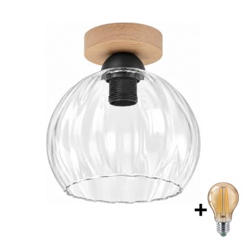 BRILAGI - LED griestu lampa RETRO GLASS 1xE27/60W/230V Ø 25 cm ozols/caurspīdīgs