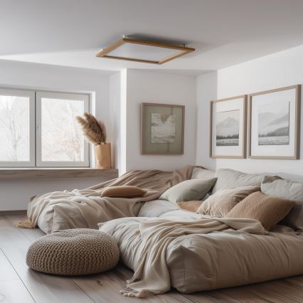 Brilagi - LED Griestu lampa SLIMFRAME WOOD LED/58W/230V 64x64 cm brūna