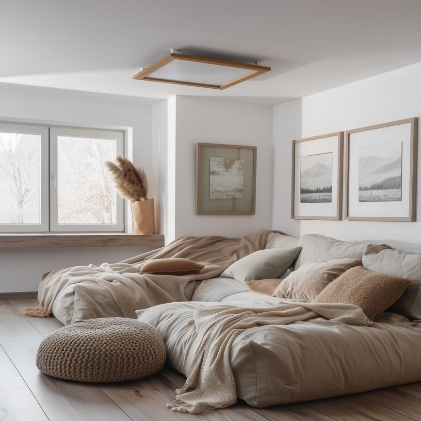 Brilagi - LED Griestu lampa SLIMFRAME WOOD LED/58W/230V 64x64 cm brūna