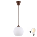 BRILAGI - LED griestu lampa uz troses RETRO GLASS 1xE27/60W/230V Ø 15 cm brūna/balta
