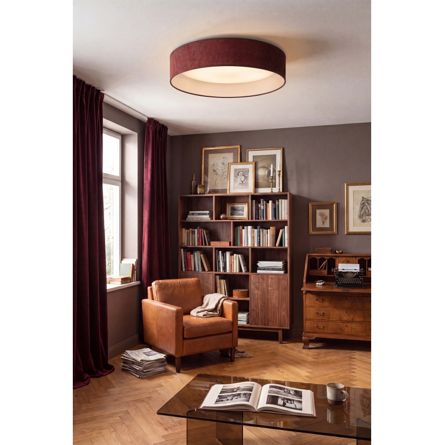 BRILAGI - LED griestu lampa VELVET SIMPLE, 24W/230V, 3000K, Ø 45 cm, vīnsarkana