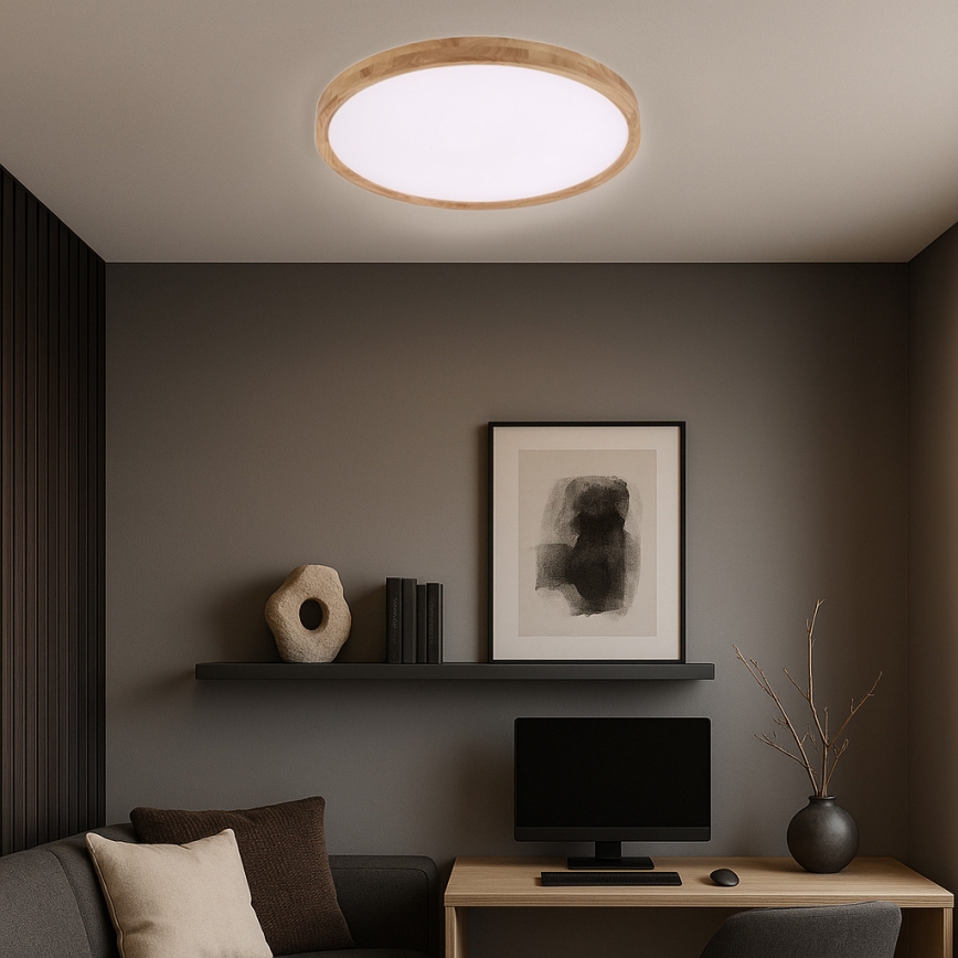 Brilagi - LED griestu lampa WOODROUND LED/40W/230V 3000/4000/6000K Ø 60 cm, koka apdare, CRI 90