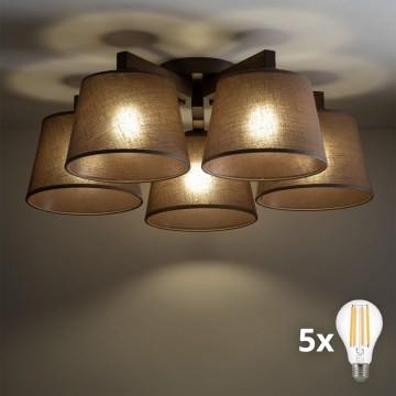 BRILAGI - LED griestu lustra LATTE 5xE27/15W/230V priede/brūna