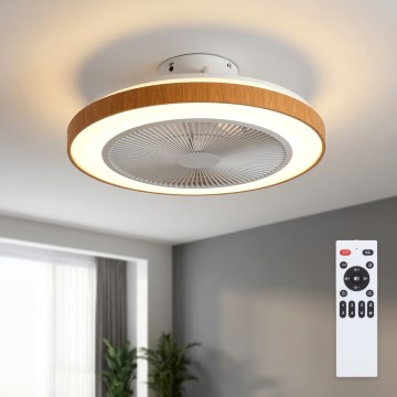 Brilagi - LED griestu ventilators ar regulējamu apgaismojumu, 38 W, 230 V, 3000–6500 K, Ø 50 cm, balts/brūns + tālvadība