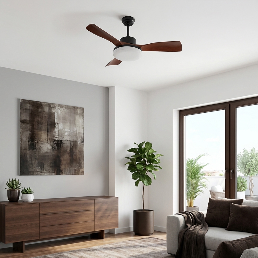Brilagi - LED griestu ventilators ar regulējamu spilgtumu, LED/34W/230V, 3000–6500K, Ø 106 cm, melns/brūns + tālvadības pults