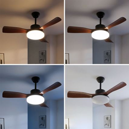 Brilagi - LED griestu ventilators ar regulējamu apgaismojumu LED/34W/230V 106 cm melns/brūns + tālvadības pults