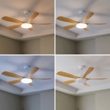 Brilagi - LED regulējams griestu ventilators LED/34W/230V 132 cm balts/brūns + tālvadība