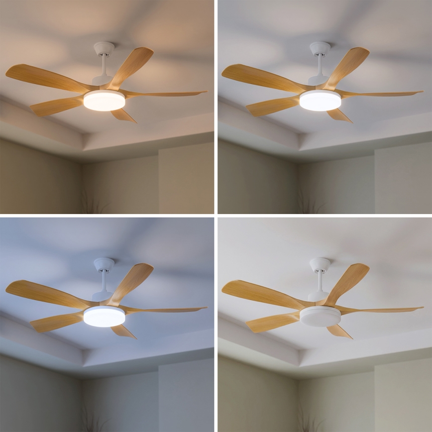 Brilagi - LED regulējams griestu ventilators LED/34W/230V 132 cm balts/brūns + tālvadība