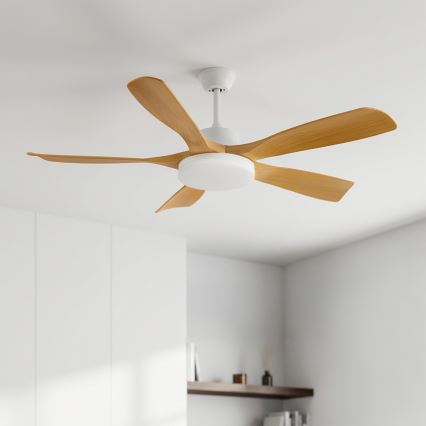 Brilagi - LED regulējams griestu ventilators LED/34W/230V 132 cm balts/brūns + tālvadība